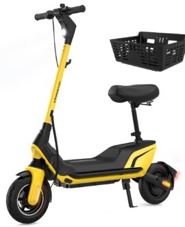 HOVERMAX H10G 500W Electric Scooter with Seat, 22 MPH, 28 Miles Range, 10" Tires, Commuter Scooter with Basket for Adults