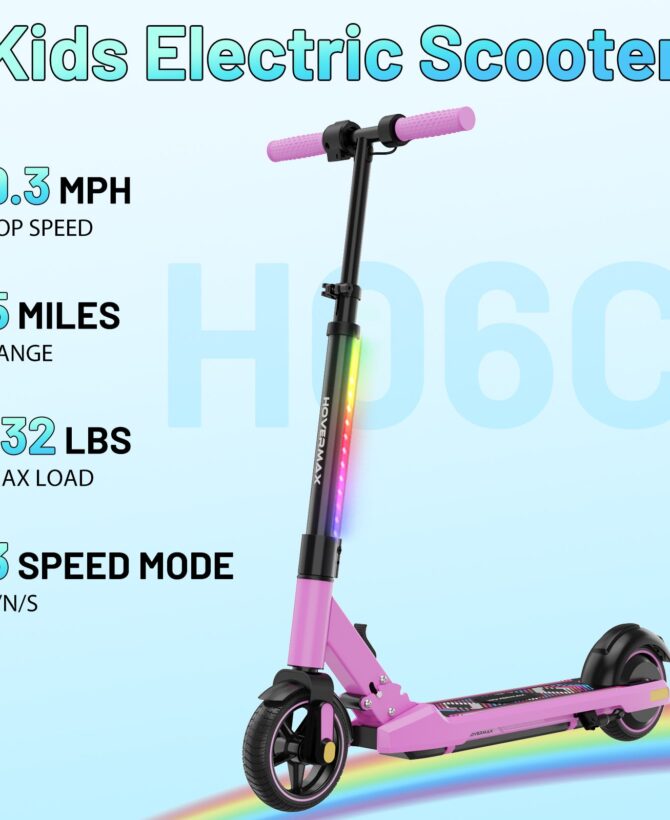 HOVERMAX H06C Electric Scooter for Kids Ages 6-12, 150W Motor Max Speed 9.3 MPH, 5 Miles Range