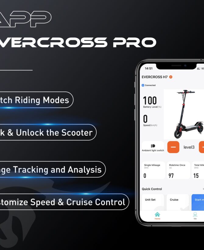 EVERCROSS H7  Electric Scooter 45MPH, Range 60km,800W Motor,10'' Solid Off-road Tires