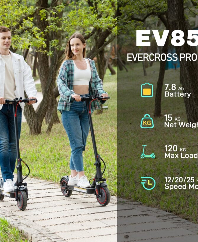 EVERCROSS EV85F Electric Scooter, 350W Motor, Up to 19 MPH & 19 Miles, 8.5'' Solid Tires & APP Control