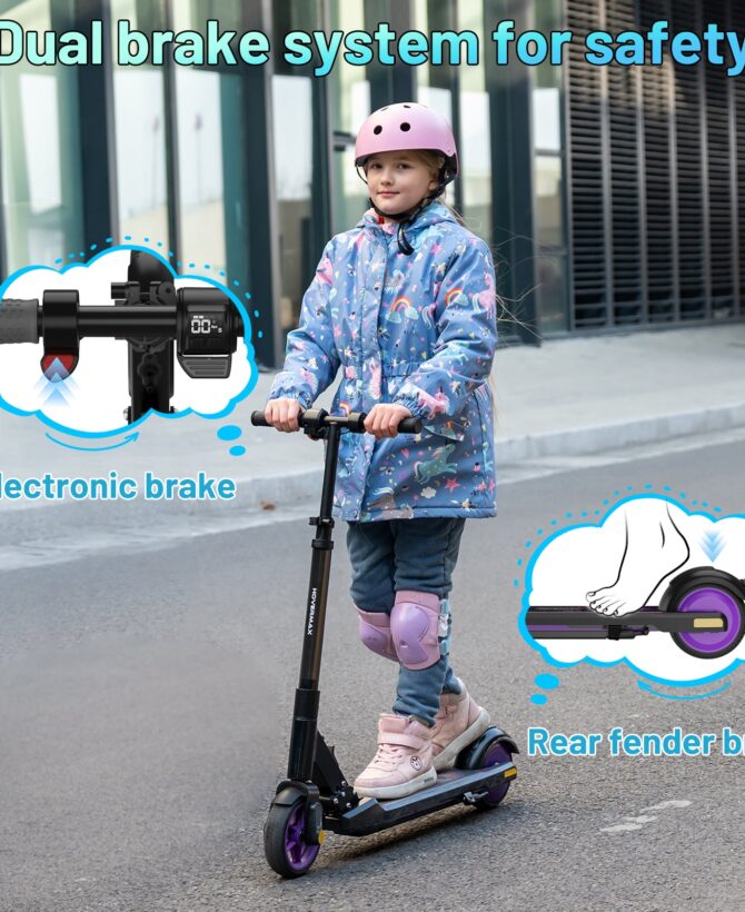 HOVERMAX H06C Electric Scooter for Kids Ages 6-12, 150W Motor Max Speed 9.3 MPH, 5 Miles Range