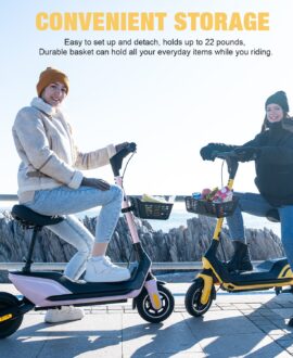 HOVERMAX H10G 500W Electric Scooter with Seat, 22 MPH, 28 Miles Range, 10" Tires, Commuter Scooter with Basket for Adults