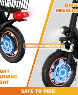 HOVERMAX Electric Scooter with Seat for Adult, 400W Motor up to 22 Miles Range & 18.6Mph, 12" Pneumatic Tire Foldable Scooter with Seat & Carry Basket