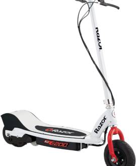 Razor E200 Up to 9 Mile Range 12 MPH 8" Tires Electric Scooter White-Red  New