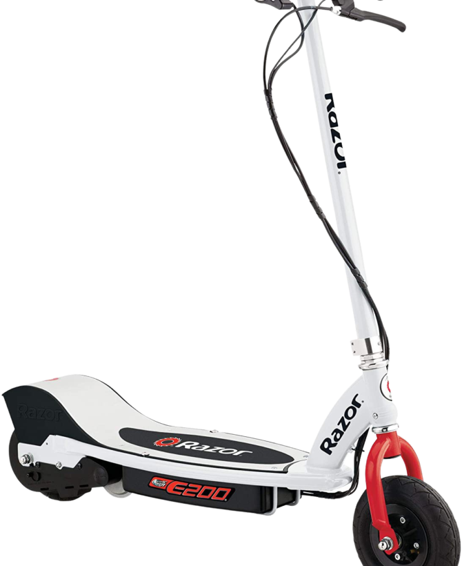 Razor E200 Up to 9 Mile Range 12 MPH 8" Tires Electric Scooter White-Red  New