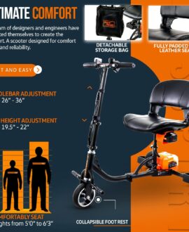 Super Handy GUT112 Passport 3 Wheeled Lightweight Long Range Folding Mobility Scooter New