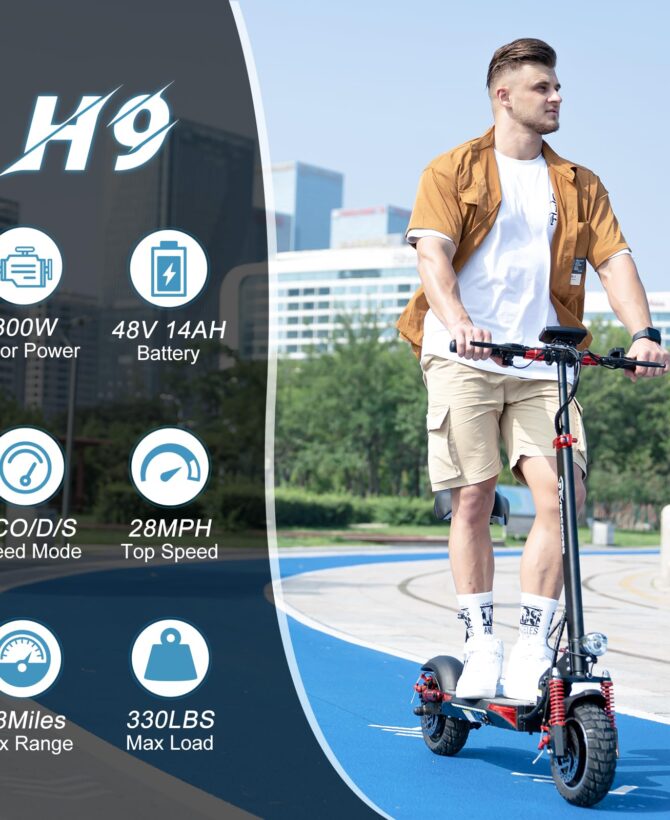 EVERCROSS H9 Foldable Electric Scooter  with 800W Motor, Up to 28MPH Solid Tires