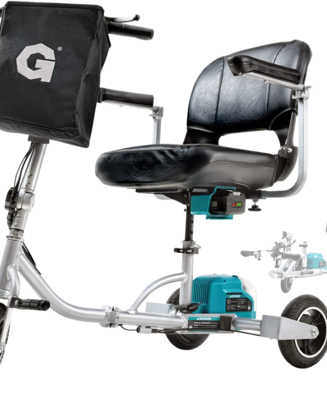 G GUT121 Mobility Scooter 3 Wheel Folding Plus Long Range Travel 2 Detachable 48V Lithium-ion Batteries New