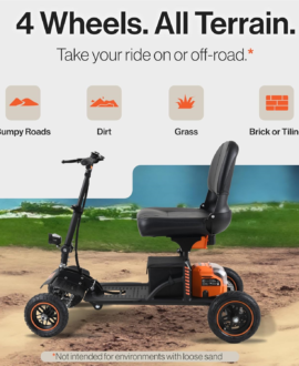 Super Handy GUT161 Electric Mobility Scooter Pro All Terrain 48V 2Ah 500W 6.25 MPH Max Speed 12.5 Mile Range New