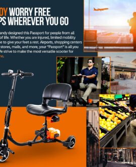 Super Handy GUT112 Passport 3 Wheeled Lightweight Long Range Folding Mobility Scooter New