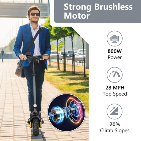 AOKDA A1 Folding Electric Scooter for Commuting, 800W Electric Scooter with 48V 10Ah Battery, Max Speed 45km/h, 15.5 Miles Distance, Max Load 265 Lbs