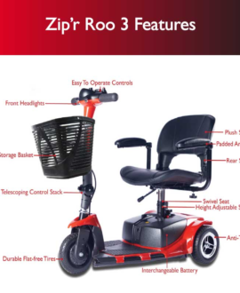 Zip'r Roo 3 Wheel Travel Mobility Scooter Blue Open Box