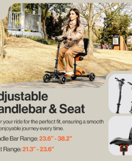 Super Handy 4 Wheel Mobility Scooter Foldable 48V 2Ah 330 lbs Capacity 3.7 MPH 6.5 Mile Range New