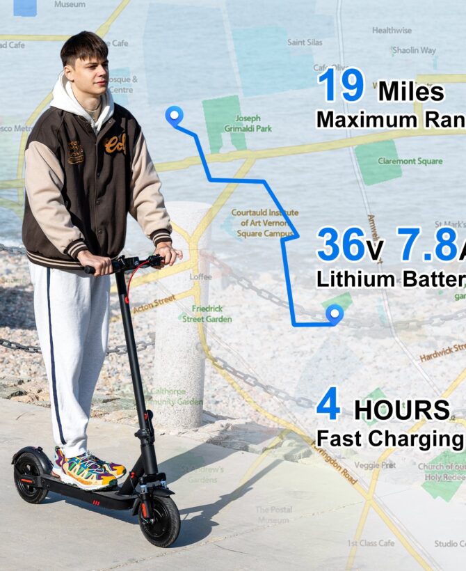 HOVERMAX H85F 350W Electric Scooter, 18.6 MPH, 19 Miles Range, 8.5'' Solid Tires, Foldable with App Control for Adults