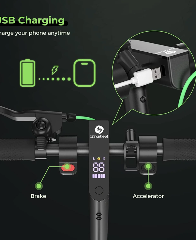 isinwheel S9 Max Electric Scooter 22 Mile Range 21 MPH 500W with App Control New
