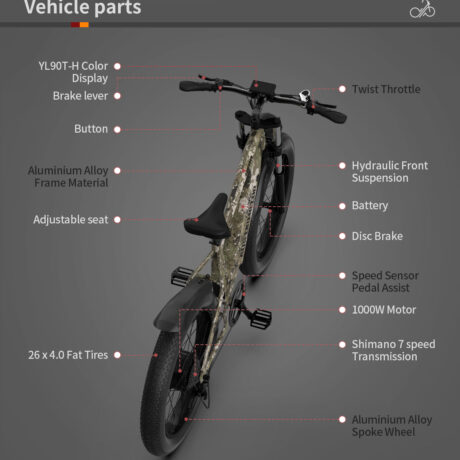 Aostirmotor HERO 1000W 52V Off-Road Fat Tire Electric Bike