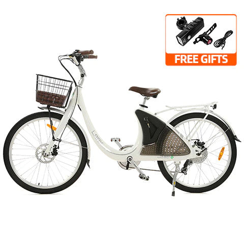 Ecotric Lark 36V/10Ah 500W Electric City Bike with Basket and Rear Rack