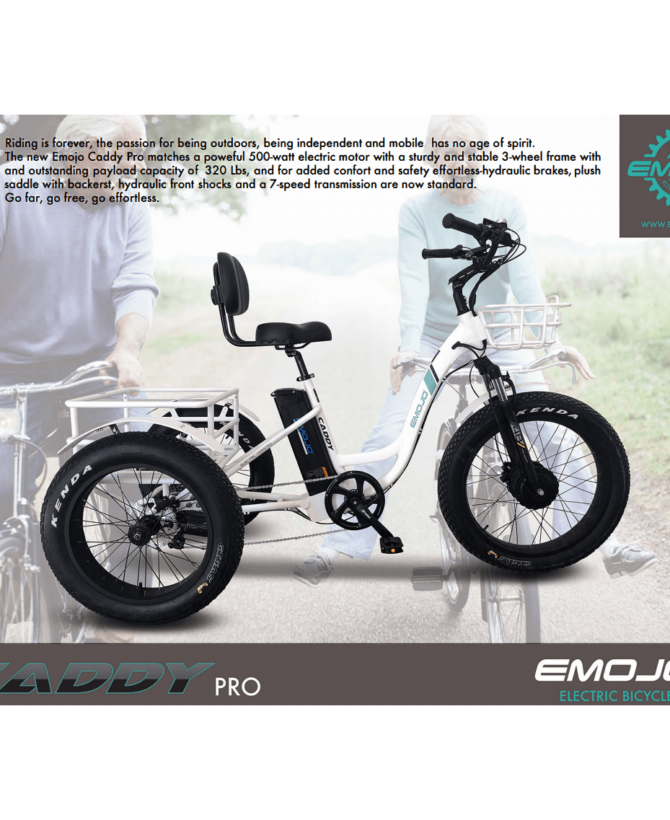 Emojo Caddy Pro 48V/15Ah 500W Fat Tire Electric Trike