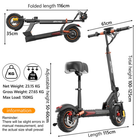 iENYRID M4 Pro S+ Electric Scooter with Seat, 800W Off Road Electric Scooter, 48V 16Ah Battery, Long Range 31 Miles, Max Speed 28 Mph, Payload 330Lbs