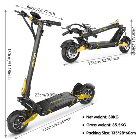 iENYRID ES30 Fast Electric Scooter with 2400W Motor, Dual Motor E-scooter with NFC Unlock, 52V 20Ah Battery, Max Speed 60 Km/h, 70 KM Range