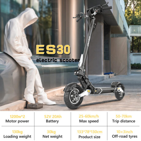 iENYRID ES30 Fast Electric Scooter with 2400W Motor, Dual Motor E-scooter with NFC Unlock, 52V 20Ah Battery, Max Speed 60 Km/h, 70 KM Range