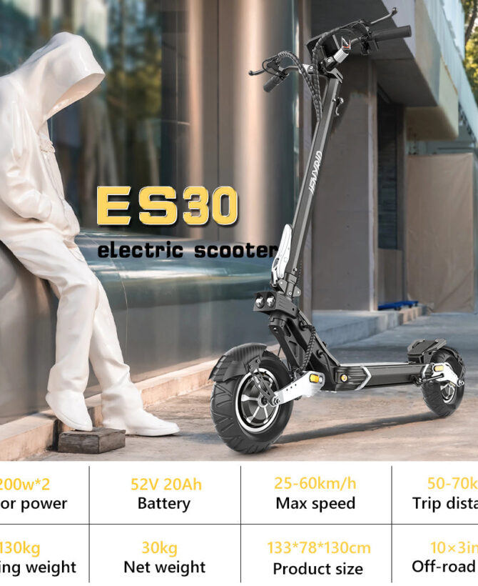 iENYRID ES30 Fast Electric Scooter with 2400W Motor, Dual Motor E-scooter with NFC Unlock, 52V 20Ah Battery, Max Speed 60 Km/h, 70 KM Range