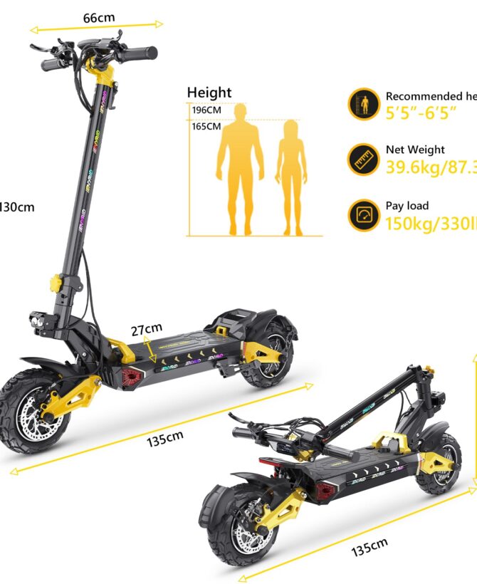 iENYRID ES60 2400w Dual Motor Electric Scooter For Adults With 48v 23ah Battery, Max Speed 37 Mph, Max Range 43 Miles, Max Load 350 Lbs