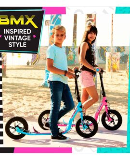 Razor - Flashback BMX Style Kick Scooter - Pink/Blue | Capacity 220lb | Recommended ages 8+