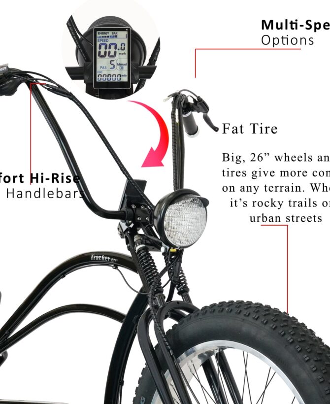 Tracer Tracker DS7 26" 48V/17.5Ah 800W 7 Speed Stretch E-Bike w/ Classic Dual Springer Fork